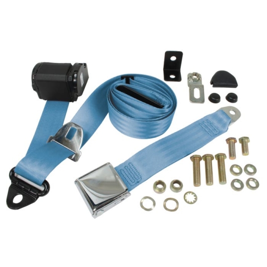 Beetle Inertia Front Seat Belt With Chrome Buckle - Blue
