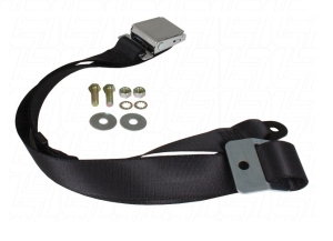 2 Point Static Lap Belt With Chrome Buckle - Black