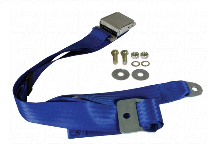 2 Point Static Lap Belt With Chrome Buckle - Blue