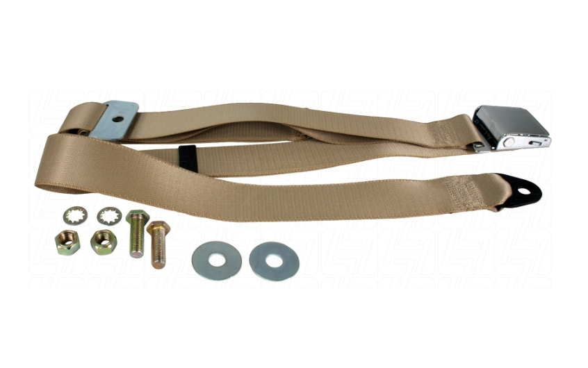 2 Point Static Lap Belt With Chrome Buckle - Cream