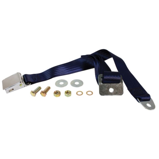 2 Point Static Lap Belt With Chrome Buckle - Dark Blue