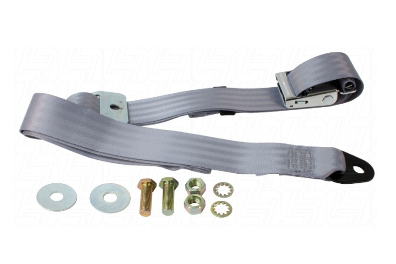 2 Point Static Lap Belt With Chrome Buckle - Grey