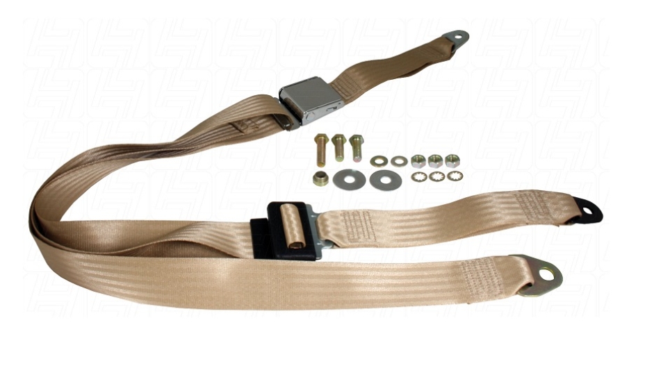 Beetle Static 3 Point Front Seat Belt With Chrome Buckle - Cream
