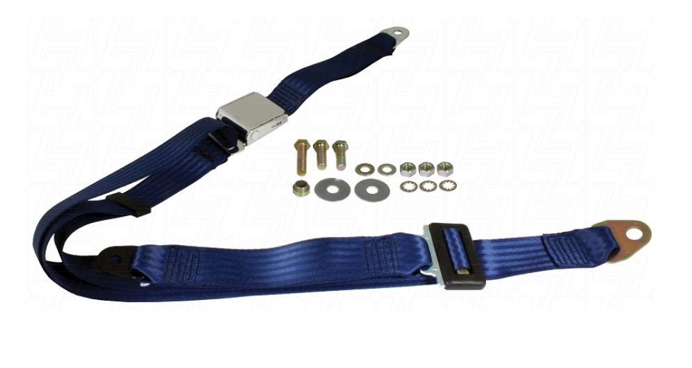 Beetle Static 3 Point Front Seat Belt With Chrome Buckle - Dark Blue