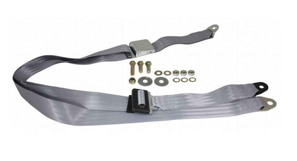 Beetle Static 3 Point Front Seat Belt With Chrome Buckle - Grey