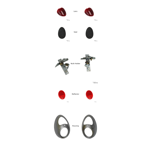 Complete Beetle Tail Light Assemblies - 1953-55 (Oval Window Beetle)