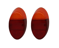 Beetle Tail Light Lenses Pair - 1962-67 (Amber And Red Lens) - Top Quality