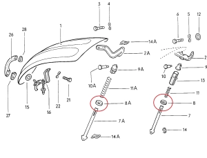Beetle Bonnet Spring Lower Support - 1961-79