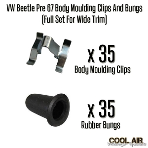 VW Beetle Pre 67 Body Moulding Clips And Bungs (Full Set For Wide Trim)