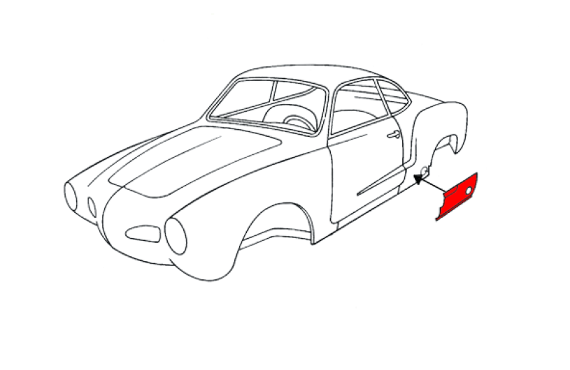 Karmann Ghia Rear Wing Front Repair Panel - Right