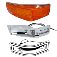 Karmann Ghia Amber Indicator Lens, Bulb Holder And Seal Bundle Kit - 1970-74 - Left