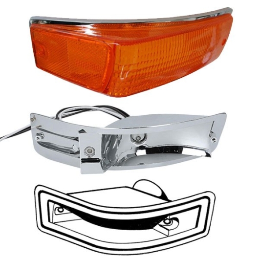Karmann Ghia Amber Indicator Lens, Bulb Holder And Seal Bundle Kit - 1970-74 - Right