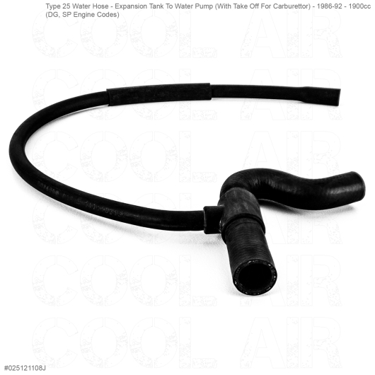 Type 25 Water Hose - Expansion Tank To Water Pump (With Take Off For Carburettor) - 1986-92 - 1900cc (DG, SP Engine Codes)