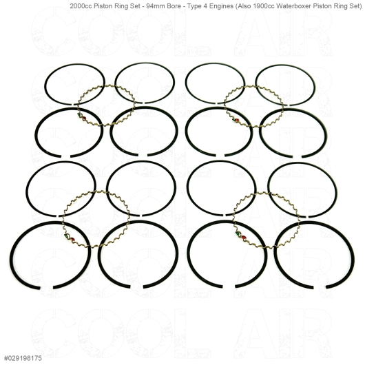 2000cc Piston Ring Set - 94mm Bore - Type 4 Engines (Also 1900cc Waterboxer Piston Ring Set)