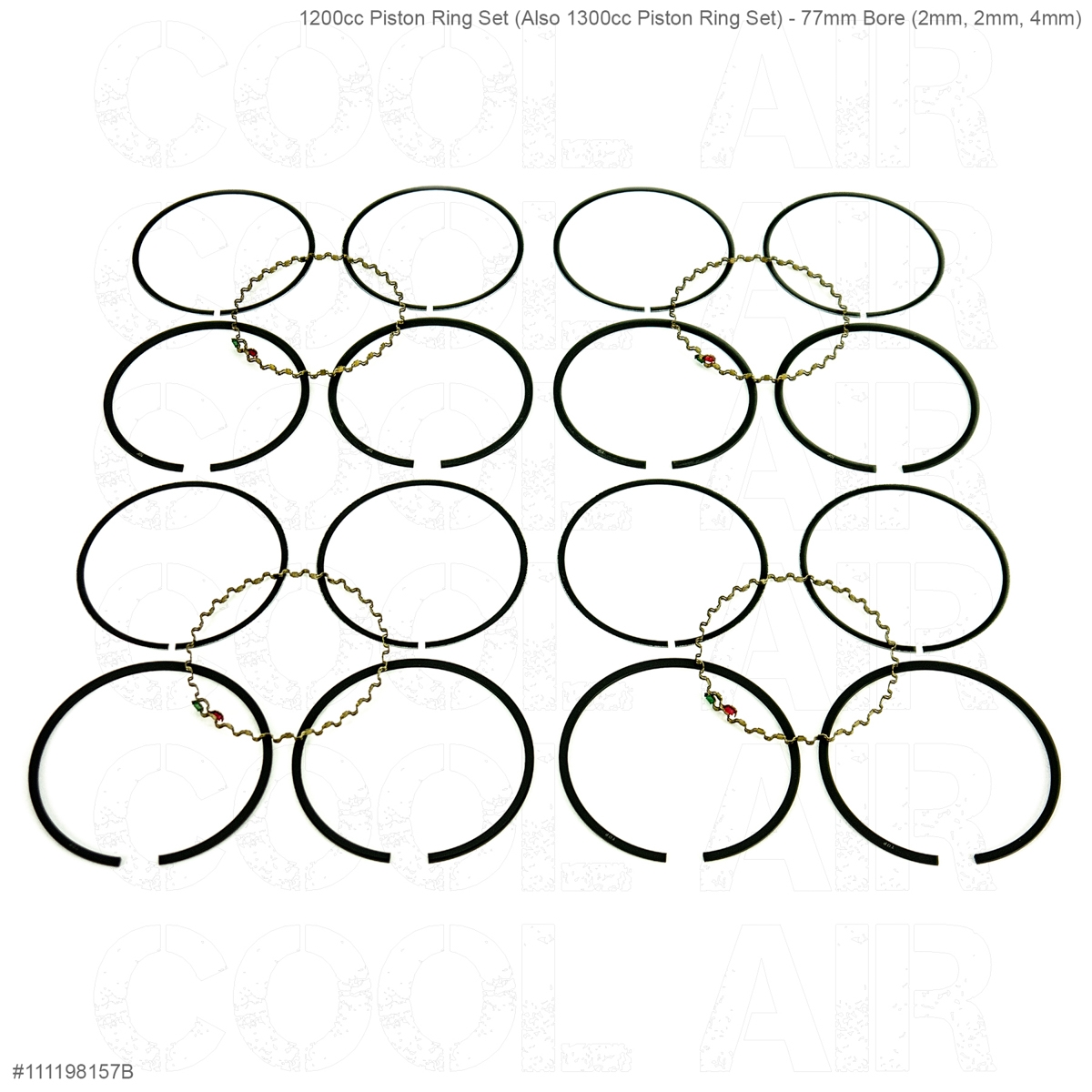 1200cc Piston Ring Set (Also 1300cc Piston Ring Set) - 77mm Bore (2mm, 2mm, 4mm)