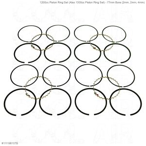 Beetle 1200cc Piston Ring Set (Also 1300cc Piston Ring Set) - 77mm Bore (2mm, 2mm, 4mm)