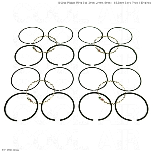 Beetle 1600cc Piston Ring Set (2mm, 2mm, 5mm) - 85.5mm Bore Type 1 Engines