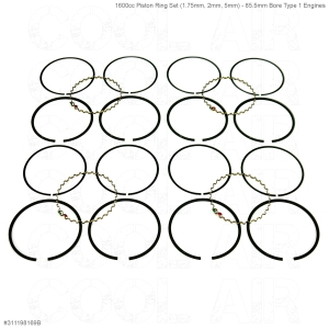 Beetle 1600cc Piston Ring Set (1.75mm, 2mm, 5mm) - 85.5mm Bore Type 1 Engines