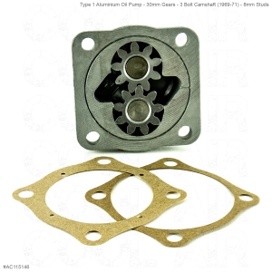 Beetle Aluminium Oil Pump - 30mm Gears - 3 Bolt Camshaft (1969-71) - 8mm Studs