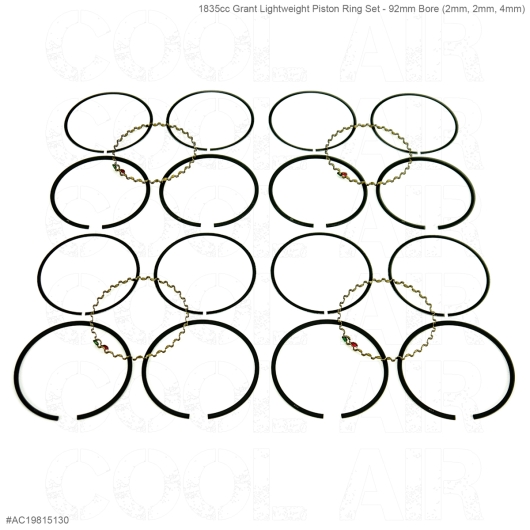 1835cc Grant Lightweight Piston Ring Set - 92mm Bore (2mm, 2mm, 4mm)