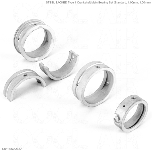 Steel Backed Type 1 Crankshaft Main Bearing Set (Standard, 1.00mm, 1.00mm)