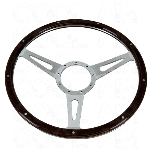 SSP Mahogany Steering Wheel - 380mm - 9 Rivets - Wide Slots - Dished