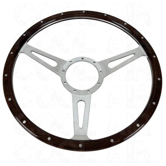 SSP Mahogany Steering Wheel - 380mm - 18 Rivets - Wide Slots - Dished