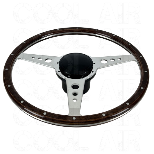 SSP Mahogany Steering Wheel - 380mm - 18 Rivets - Holed Spokes - No Dish