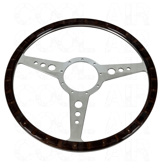 SSP Mahogany Steering Wheel - 380mm - 18 Rivets - Holed Spokes - No Dish