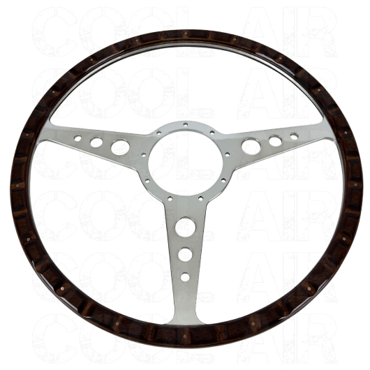 SSP Mahogany Steering Wheel - 405mm - 18 Rivets - Holed Spokes - No Dish