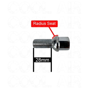 14mm Radius Wheel Bolt - 28mm Long