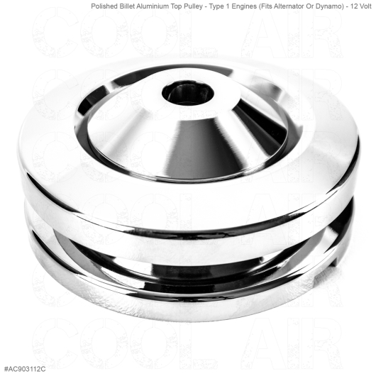 Polished Billet Aluminium Top Pulley - Type 1 Engines (Fits Alternator Or Dynamo) - 12 Volt