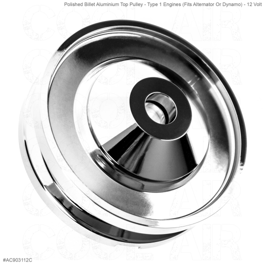 Polished Billet Aluminium Top Pulley - Type 1 Engines (Fits Alternator Or Dynamo) - 12 Volt