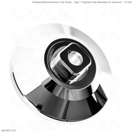 Polished Billet Aluminium Top Pulley - Type 1 Engines (Fits Alternator Or Dynamo) - 12 Volt