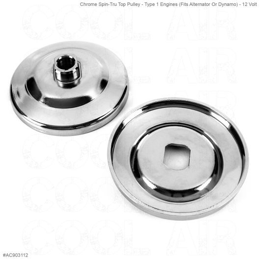 Chrome Spin-Tru Top Pulley - Type 1 Engines (Fits Alternator Or Dynamo) - 12 Volt