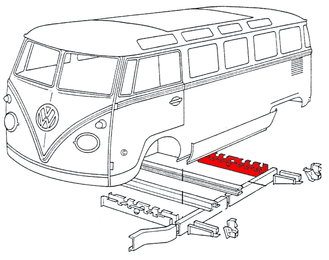 Splitscreen Bus Rear Crossmember - 1955 To 1967