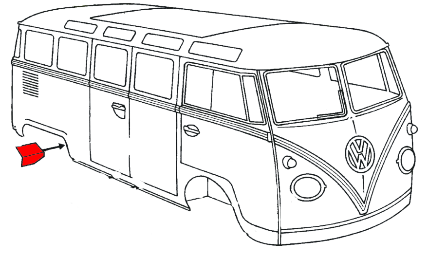 Splitscreen Bus Rear Wheel Arch Front Splash Panel - Left