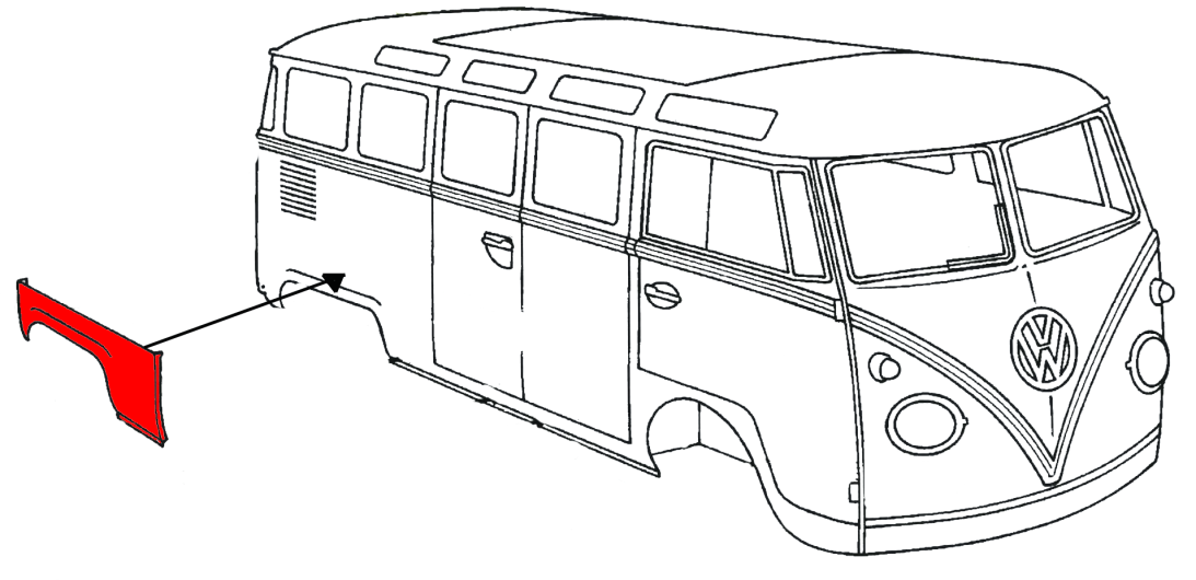 Splitscreen Bus Rear Wheel Arch - Left - 1950-62 - LHD