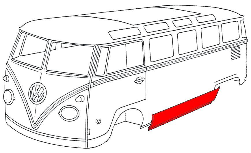 Splitscreen Bus Outer Sill - Left - LHD - 350mm High