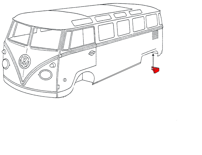 Splitscreen Bus Rear Valance Bracket - Left - 1955-67