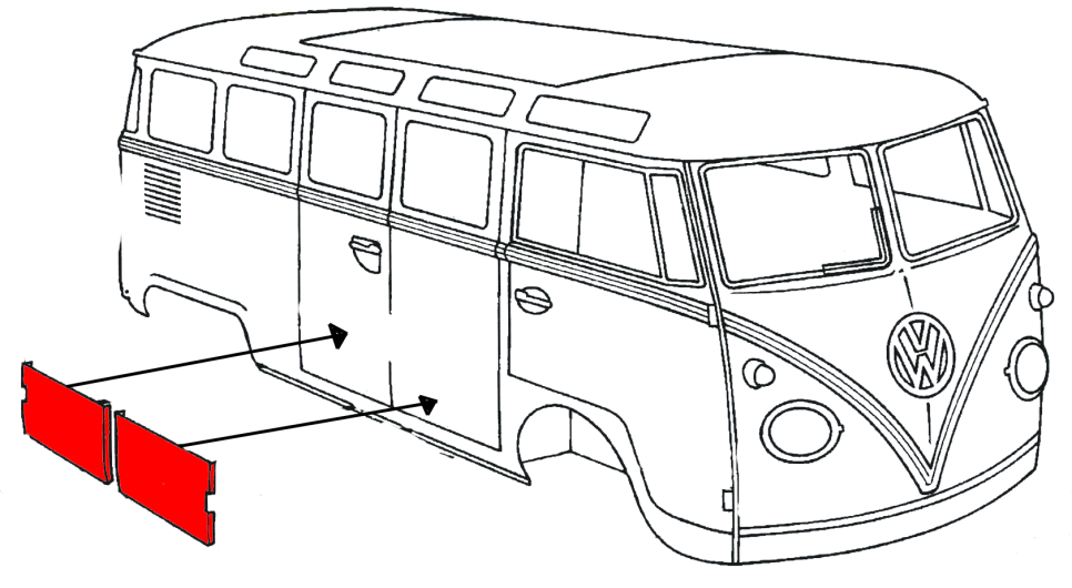 Splitscreen Bus Cargo Door Outer Skin - 230mm High - RHD Rear Door Or LHD Front Door