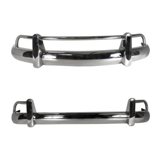 US Spec Splitscreen Bus Stainless Steel Bumper Set - 1959-67 (Slash Cut)