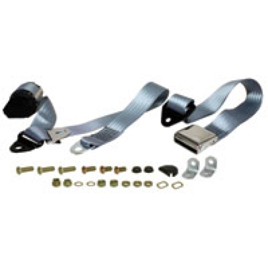 Bus Grey Inertia Front Seat Belt (Bench Seat Models) - Chrome Buckle