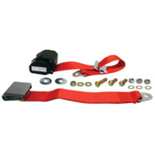 Bus Red Inertia REAR Seat Belt - Chrome Buckle