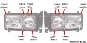 T25 80-92 Square Headlight Beam Adjuster Screw Kit (12 Screws)