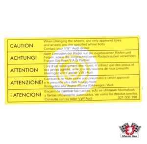 Caution Wheel Change Sticker