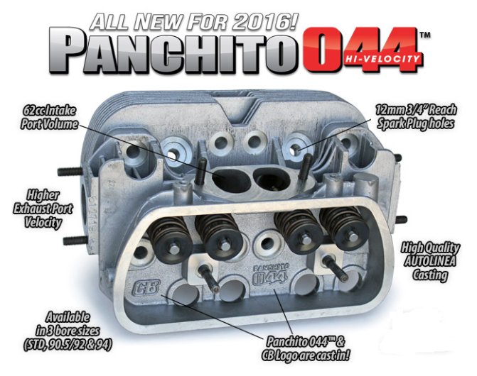 90.5mm Bore 044 Panchito Twin Port Cylinder Head - Type 1 Engines (40mm X 35.5mm Valves)