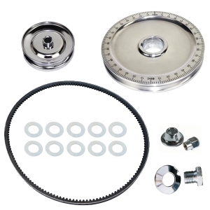 Aluminium Crankshaft Pulley and Chrome Top Pulley kit - With Timing Marks - Type 1 Engines