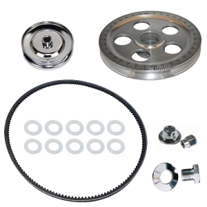 Aluminium Crankshaft Pulley and Chrome Top Pulley kit - With Timing Marks And Holes - Type 1 Engines