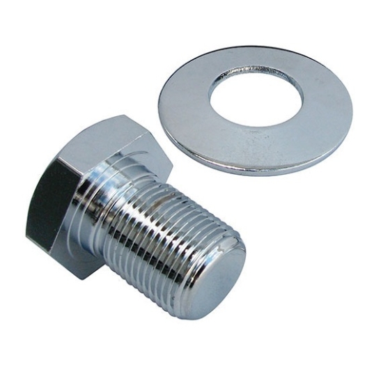 Extra Long Chrome Crankshaft Pulley Bolt And Washer - Type 1 Engines